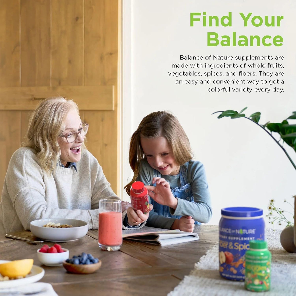 Balance of Nature Whole Food Supplement – Fruits & Veggies, 30 Servings | Daily Whole-Food Nutrition for Men, Women & Kids