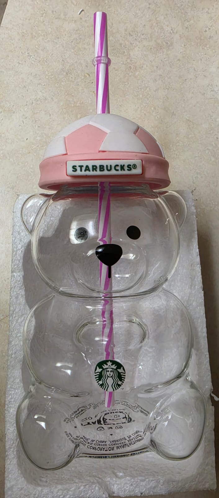 Cute Bear Shaped Tumbler Cup with Straw, Pink Lid, Reusable Clear Water Bottle, Adorable Drink Cup for Kids & Adults