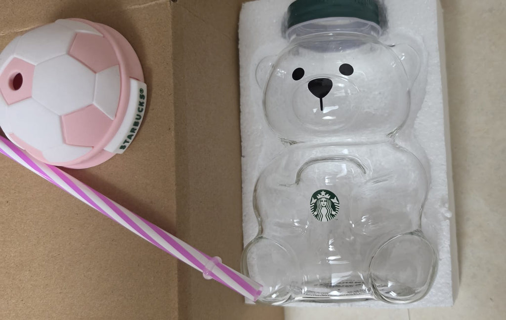 Cute Bear Shaped Tumbler Cup with Straw, Pink Lid, Reusable Clear Water Bottle, Adorable Drink Cup for Kids & Adults