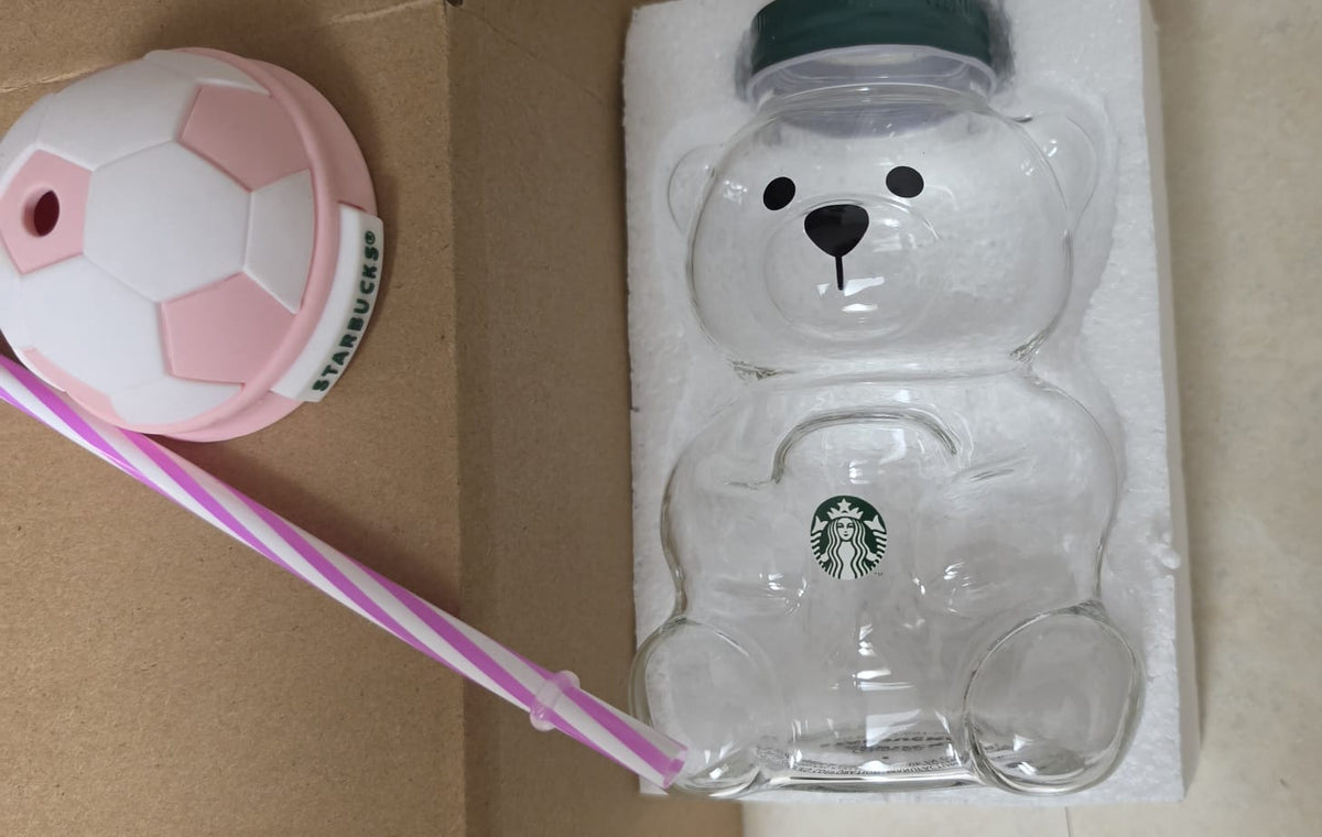 Cute Bear Shaped Tumbler Cup with Straw, Pink Lid, Reusable Clear Water Bottle, Adorable Drink Cup for Kids & Adults