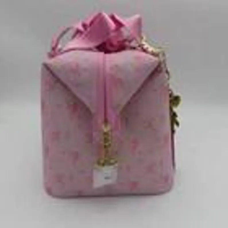 Pink Floral Lunch Bag Insulated Cooler Bag for Women, Reusable Lunch Tote with Shoulder Strap, Portable Food Storage Bag