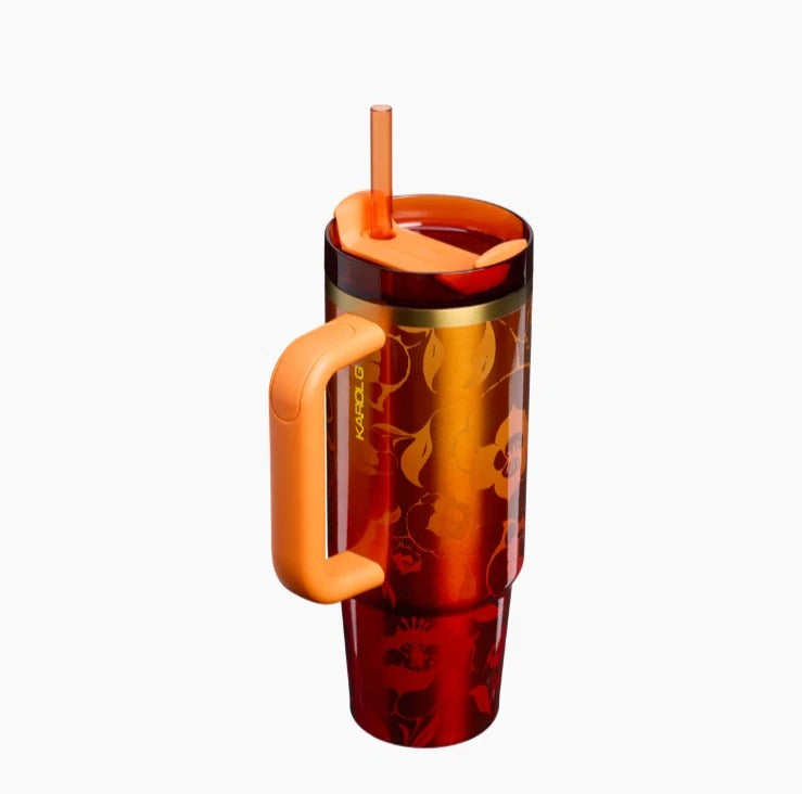 40 oz Insulated Tumbler with Handle & Straw – Limited Edition Floral Travel Cup, Leak-Resistant Stainless Steel Water Bottle