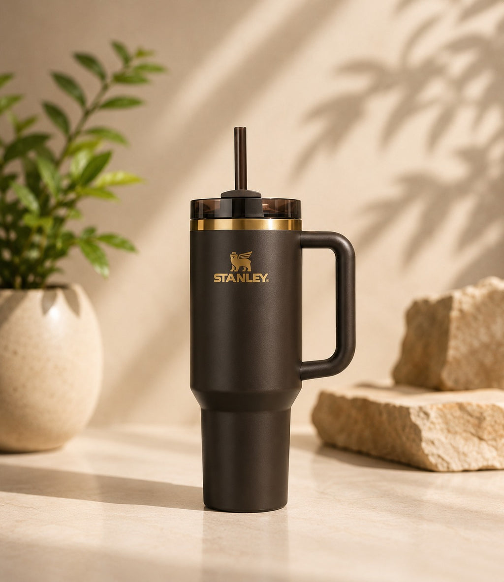 Stanley 30 oz Travel Tumbler with Handle & Straw – Insulated Reusable Coffee Cup, Leak-Resistant Lid, Chocolate Brown