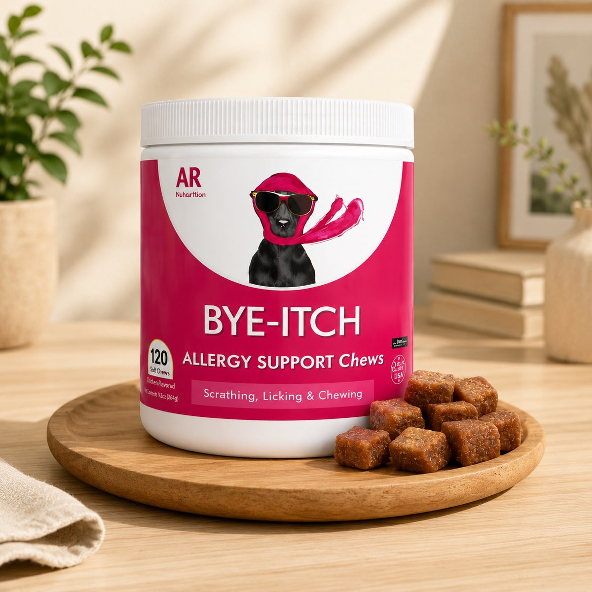 Bye-Itch Allergy Support Chews for Dogs – Chicken Flavored, 120 Soft Chews