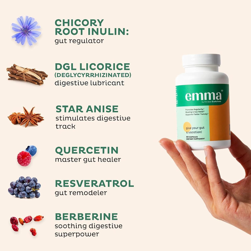 Emma Gut Health Formula – Digestive Support Dietary Supplement, 60 Capsules