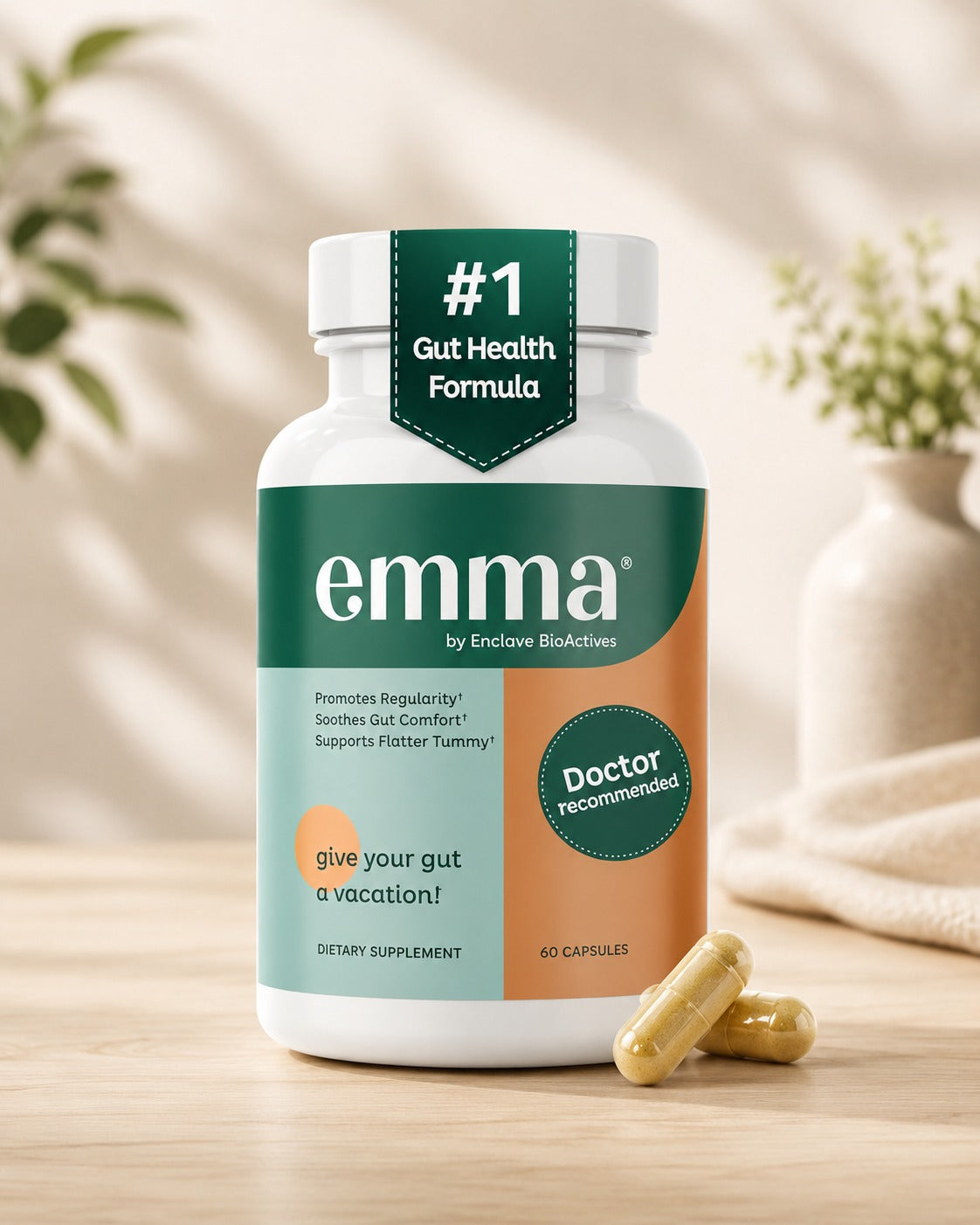 Emma Gut Health Formula – Digestive Support Dietary Supplement, 60 Capsules