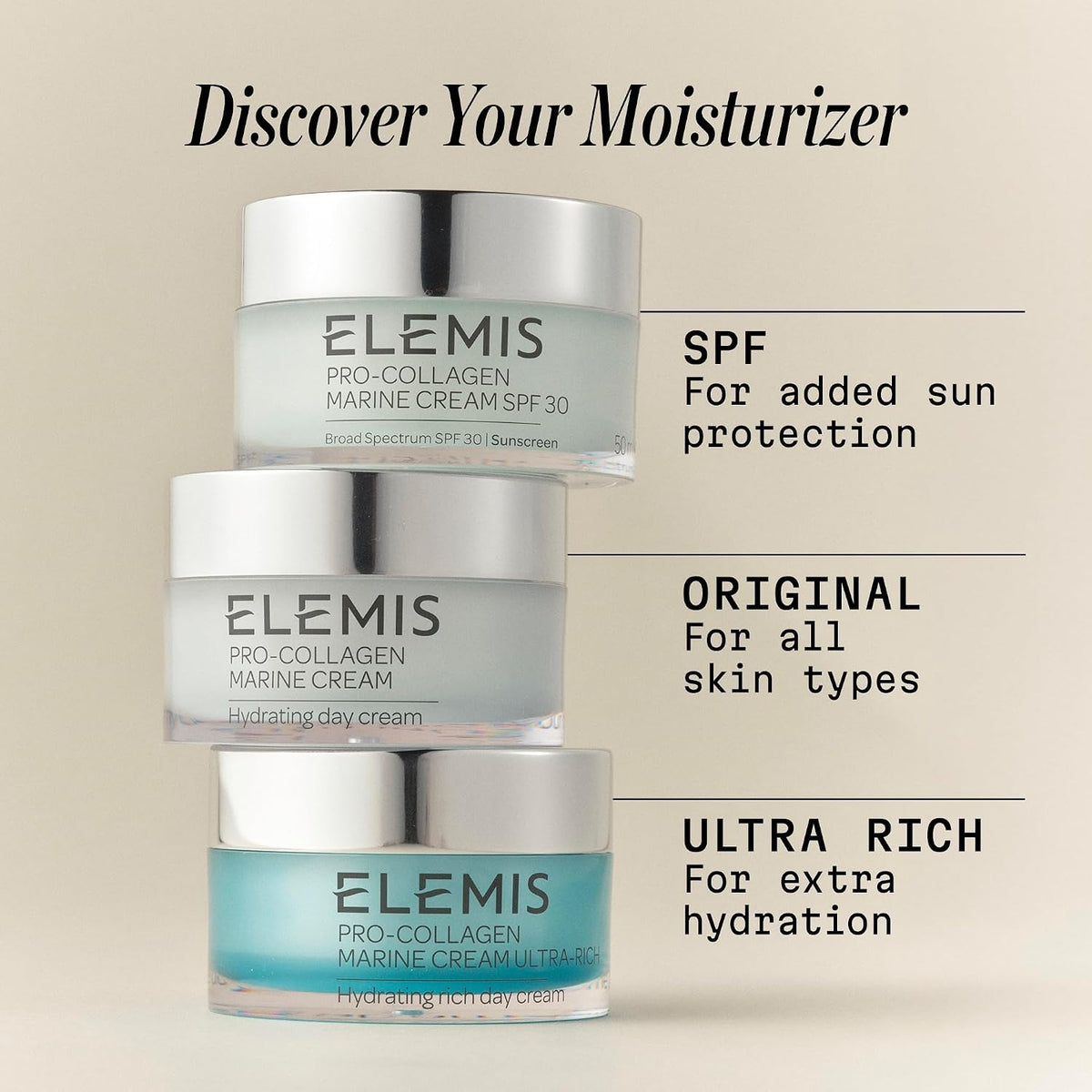 ELEMIS Pro-Collagen Marine Cream SPF 30 – Anti-Wrinkle Moisturizer & Sunscreen, 50ml