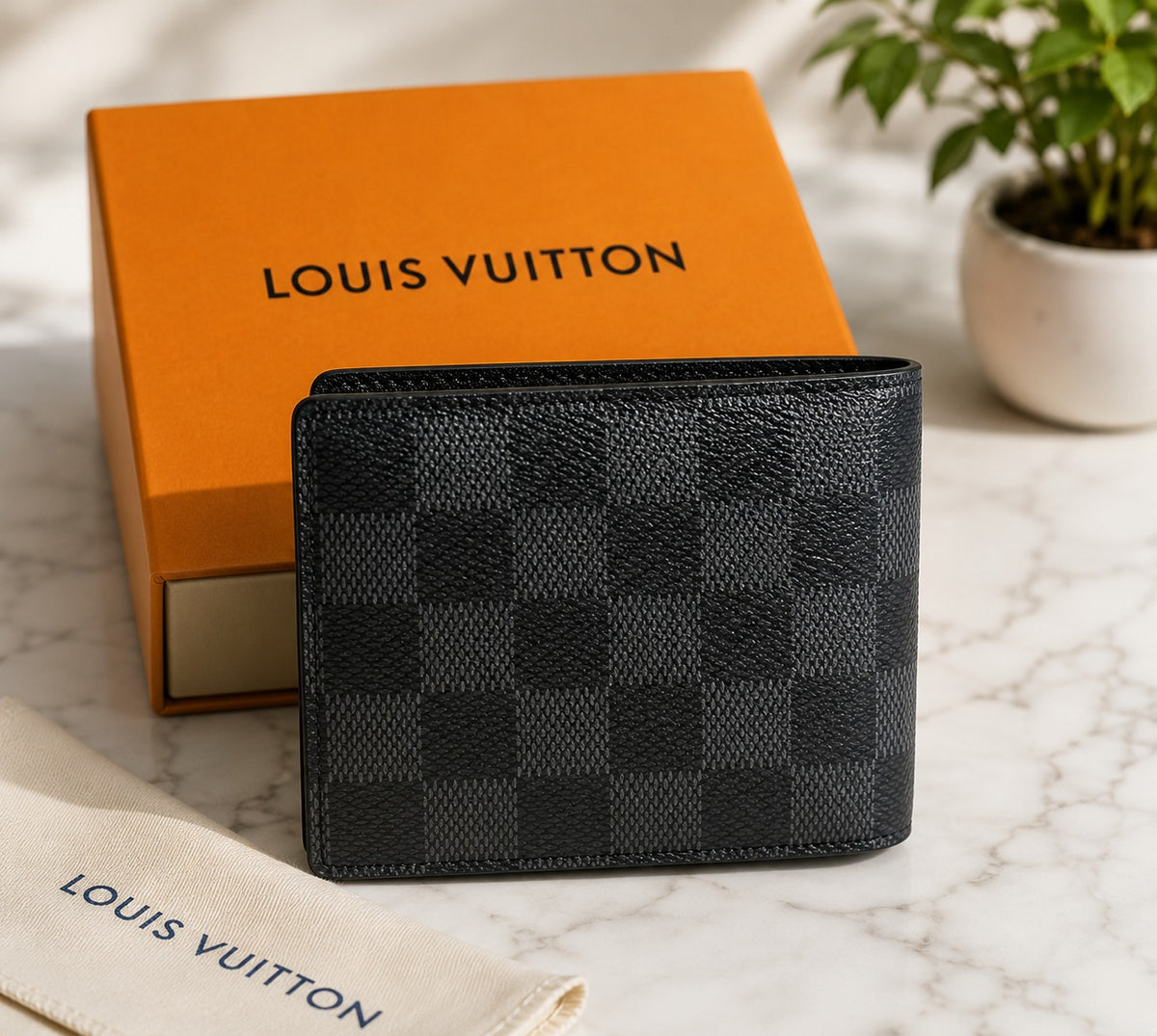 Louis Vuitton Damier Graphite Wallet – Luxury Black Checkered Leather Men’s Bifold Wallet