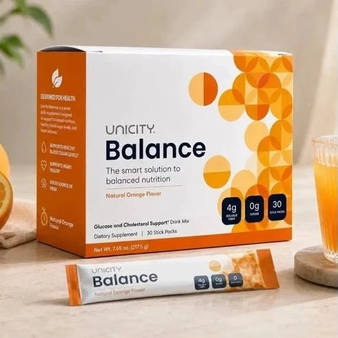 Unicity Balance Natural Orange Flavor Drink Mix – 30 Stick Packs, Soluble Fiber Supplement