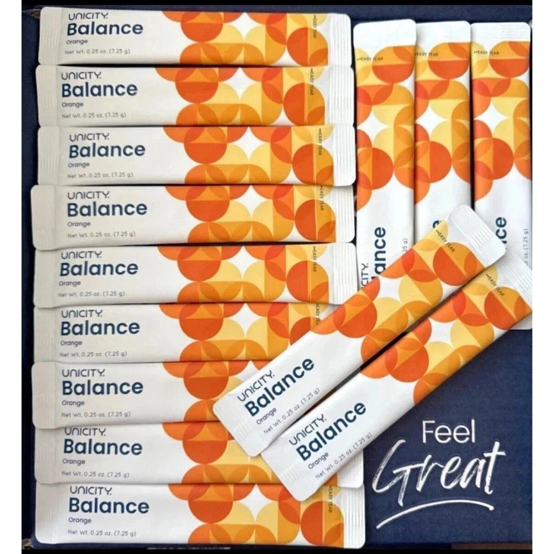 Unicity Balance Natural Orange Flavor Drink Mix – 30 Stick Packs, Soluble Fiber Supplement
